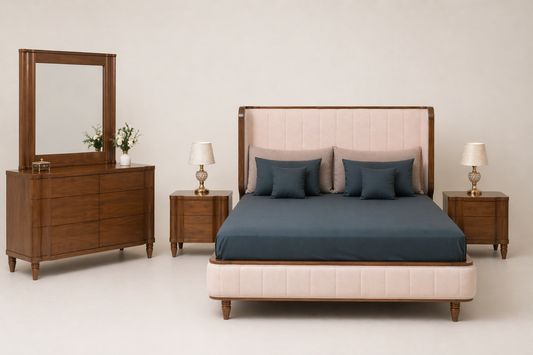 The Heritage Oak & Velvet Bedroom Suite